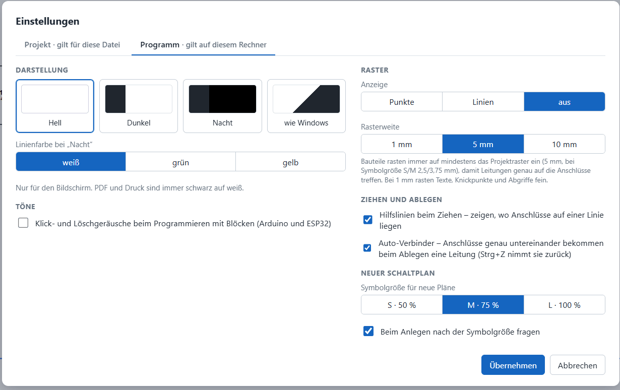 Einstellungen und Workflows